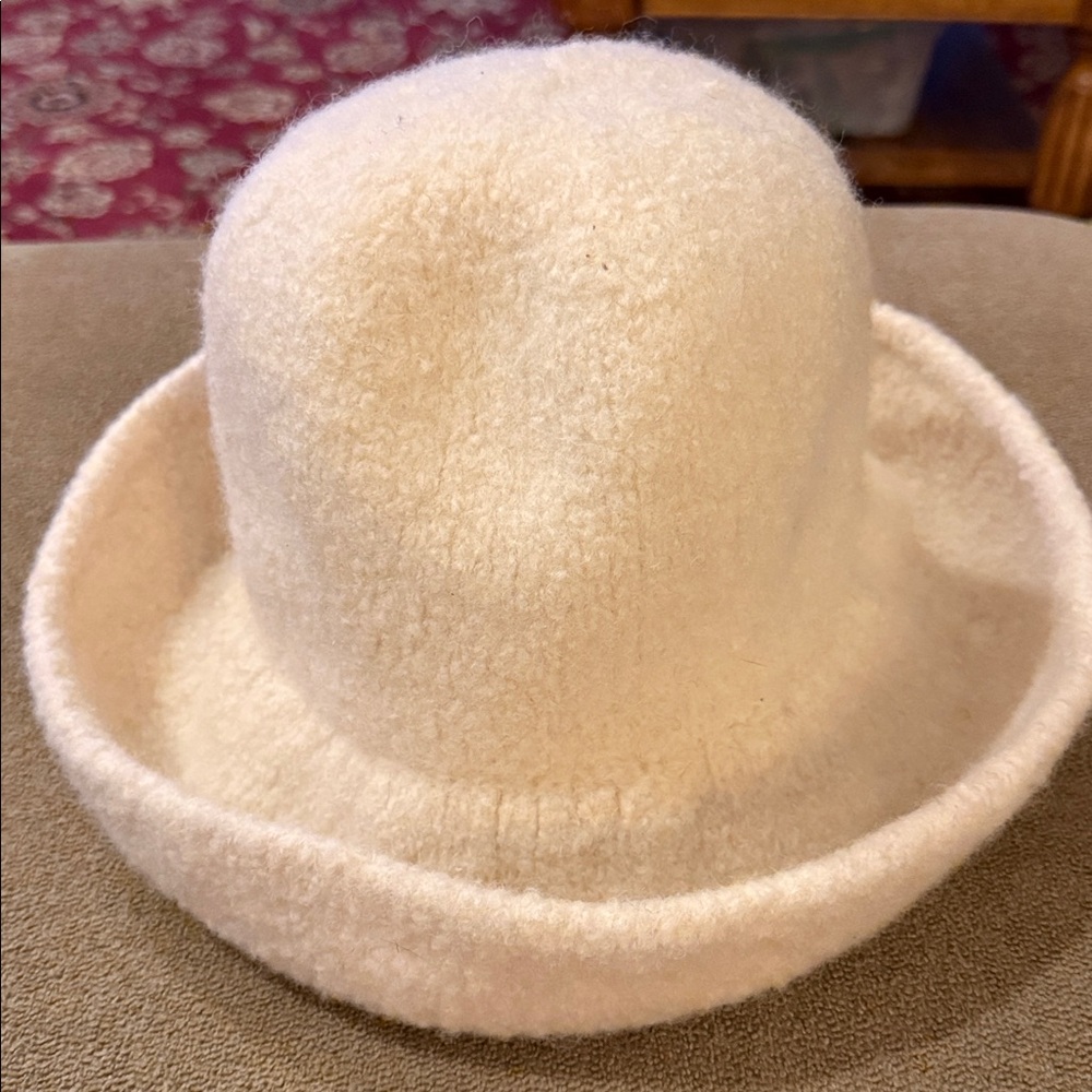 Vintage Solid Brown Soft Wool Bucket Fedora Hat (TD)